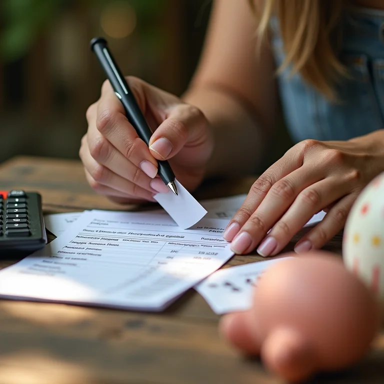 Artesã calculando o preço de custo do artesanato de Páscoa