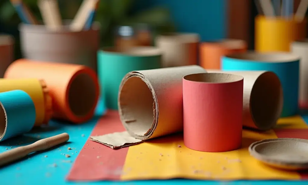 Como fazer decoração com rolo de papel higiênico Artesanato criativo feito com rolos de papel higiênico reciclados.