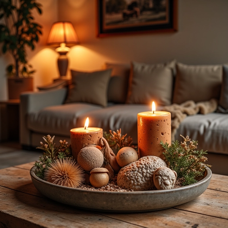 Lembrança para o Natal: presentes artesanais Artesanato natalino brasileiro em sala de estar aconchegante.