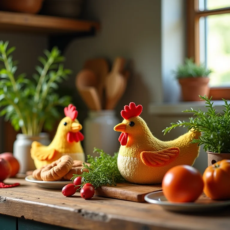 Artesanatos de galinha na cozinha