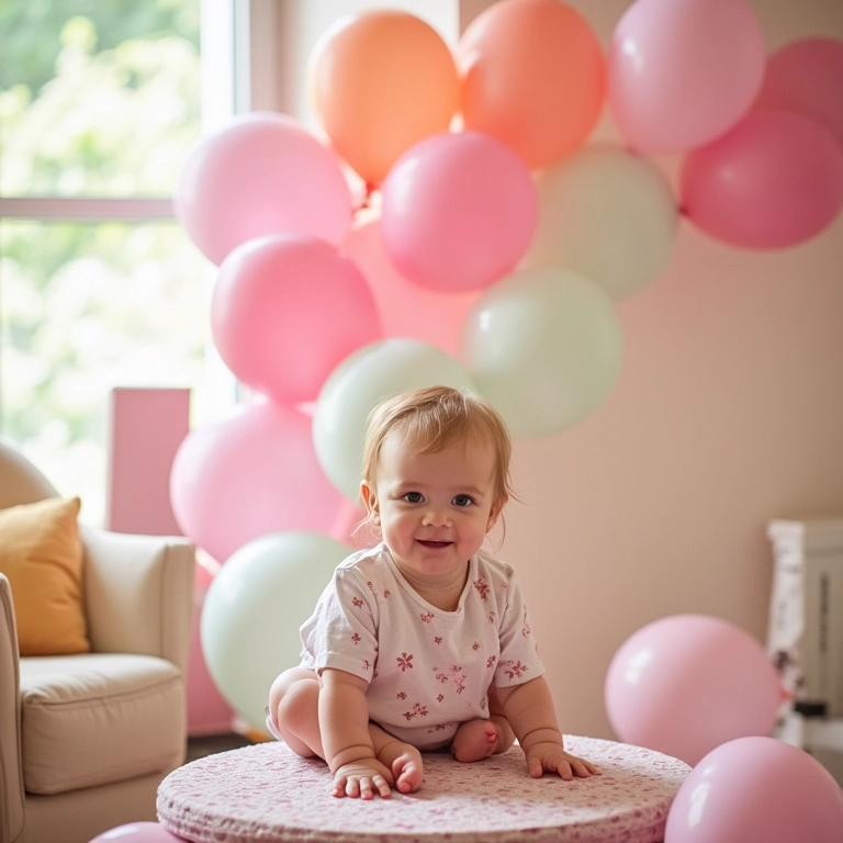 Balões Pic Pic coloridos para decoração de chá de bebê.