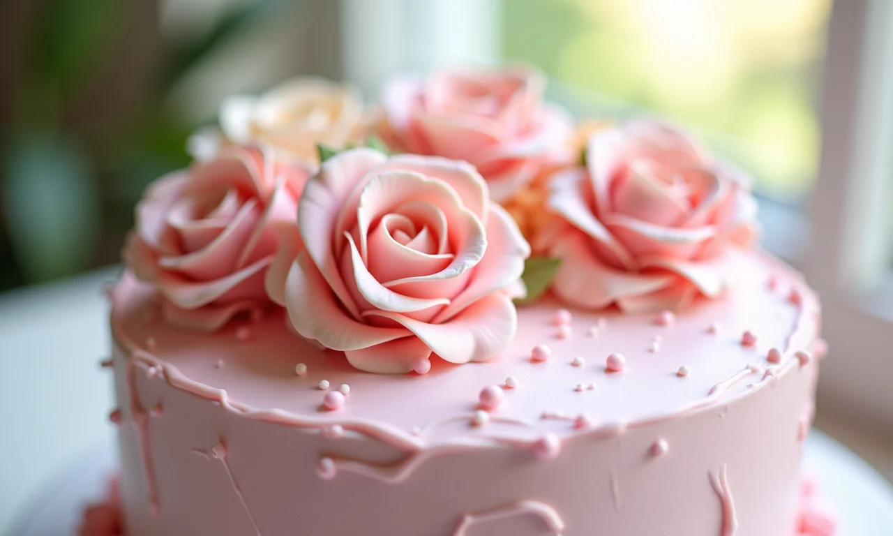 Bolo decorado para chá de bebê de menina.