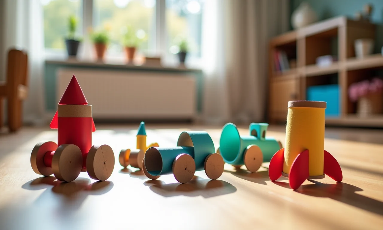 Brinquedos criativos feitos de rolo de papel higiênico.