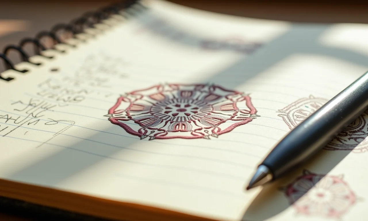 Caderno com anotações e padrões de crochê.