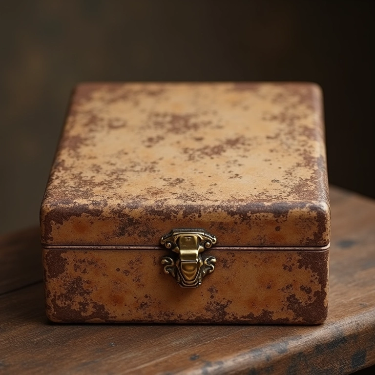 Caixa de MDF com técnica de craquelê e aparência envelhecida.