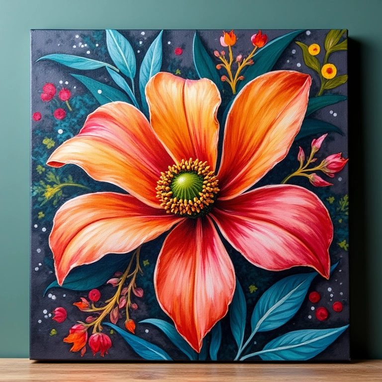 Caixa de MDF decorada com vibrante pintura acrílica e design floral.