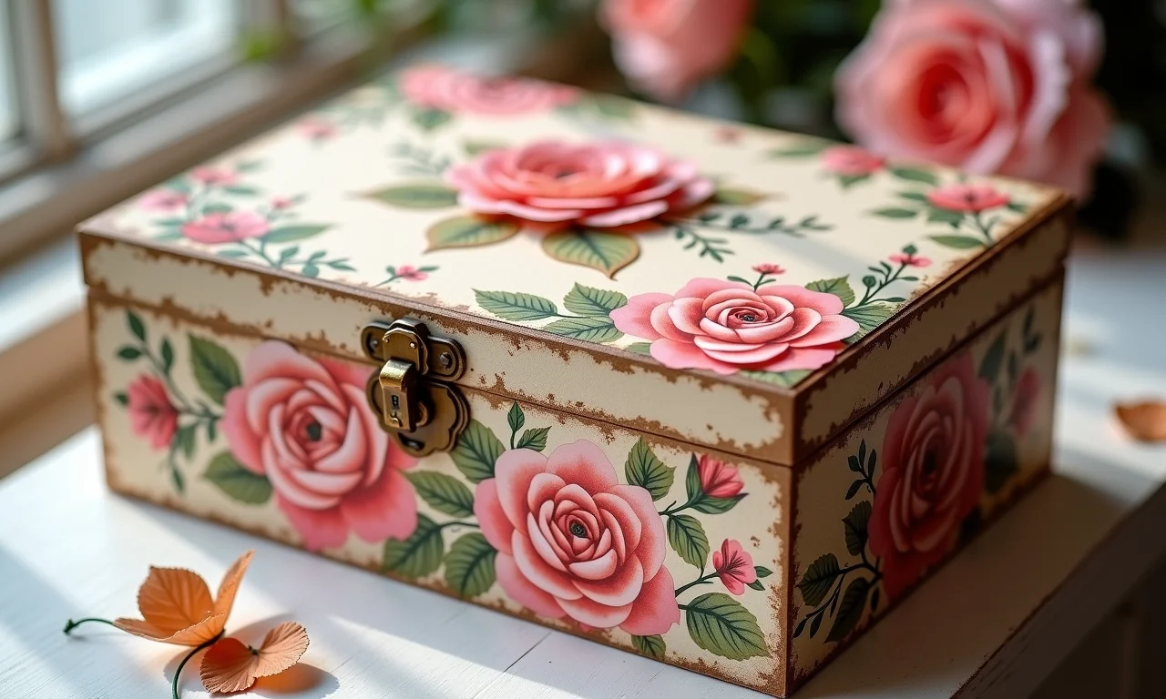 Caixa em MDF com decoupage floral.