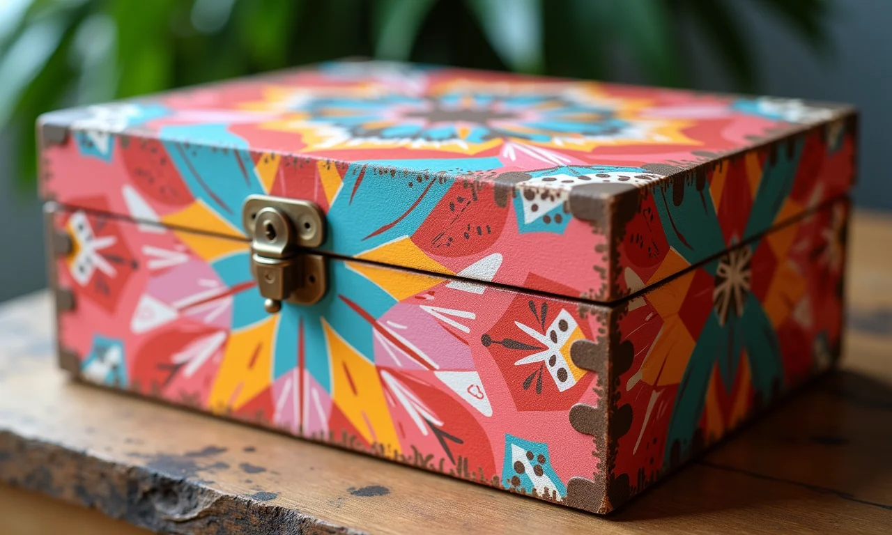 Caixa em MDF com pintura e stencil.