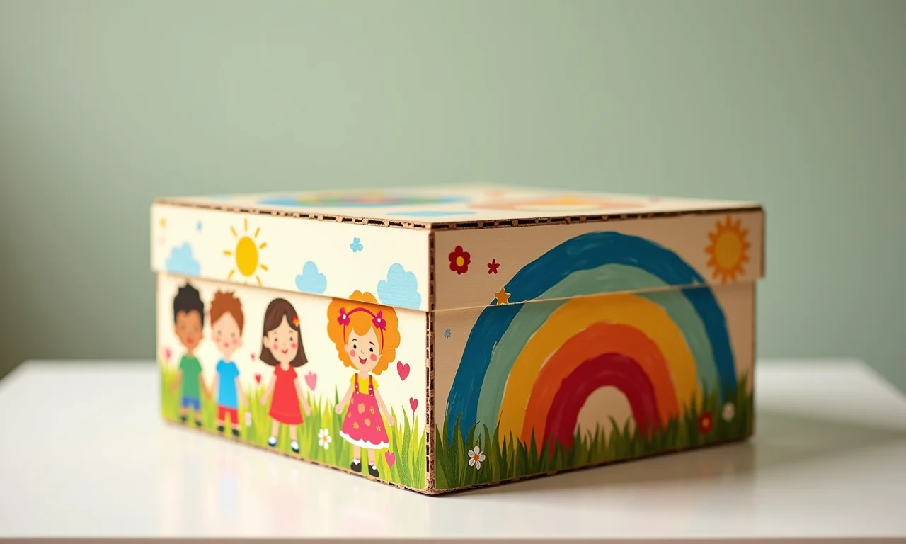 Caixa infantil em MDF com temas lúdicos.