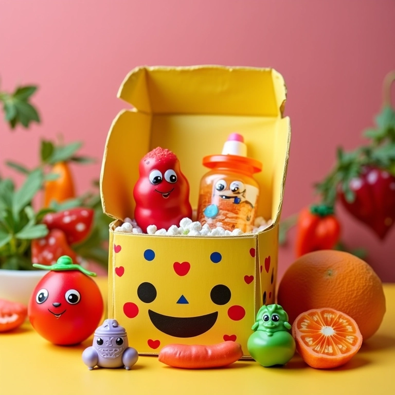 Caixinha de guloseimas Patati Patatá divertida.