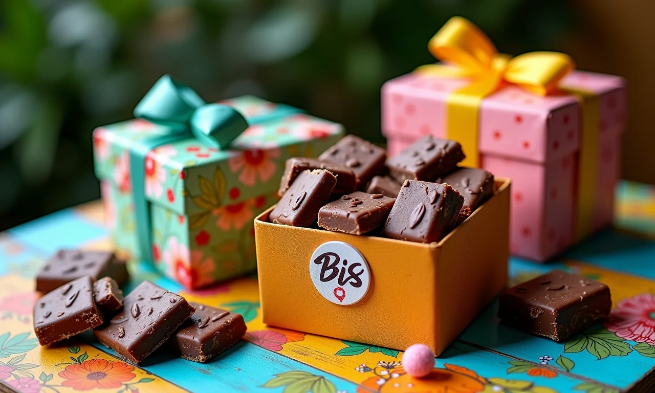 Caixinhas decoradas recheadas de Bis.