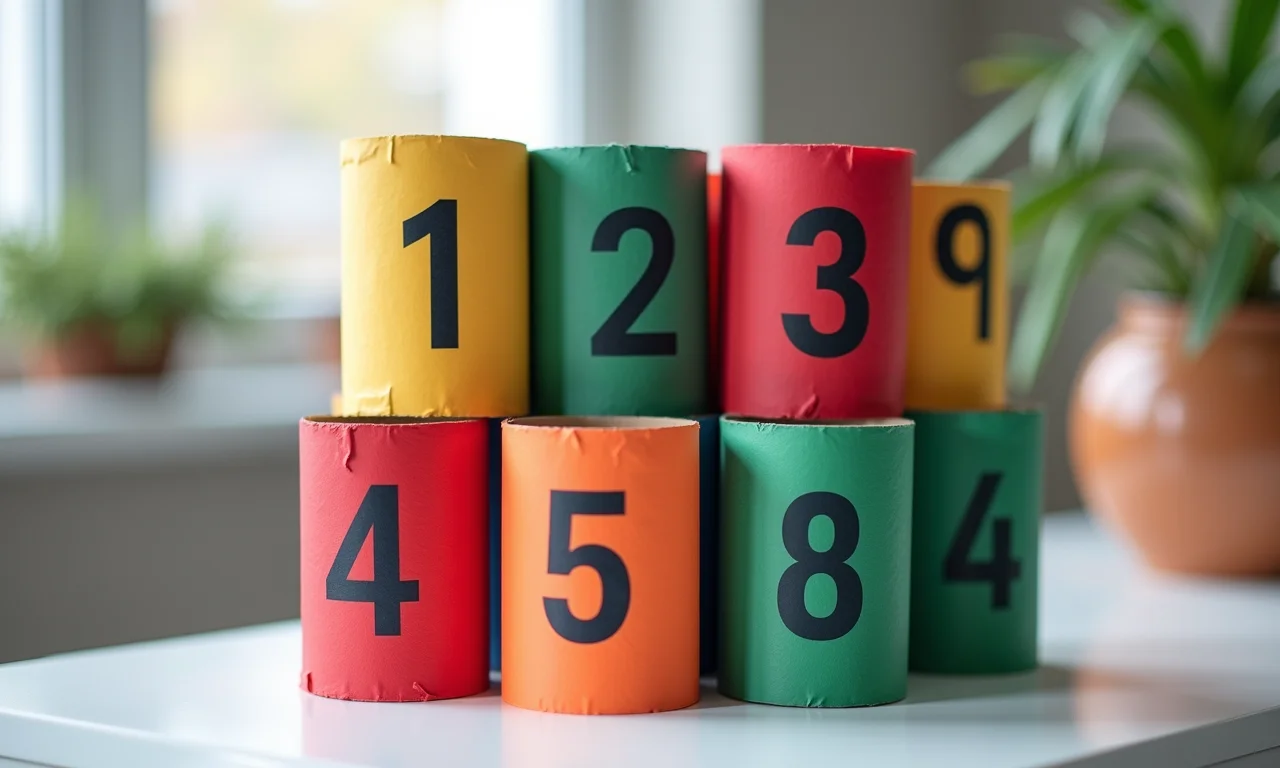 Calendário do Advento feito com rolos de papel higiênico reciclados.