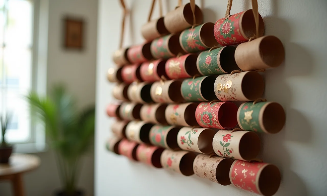 Calendário do Advento super original feito com rolinhos.