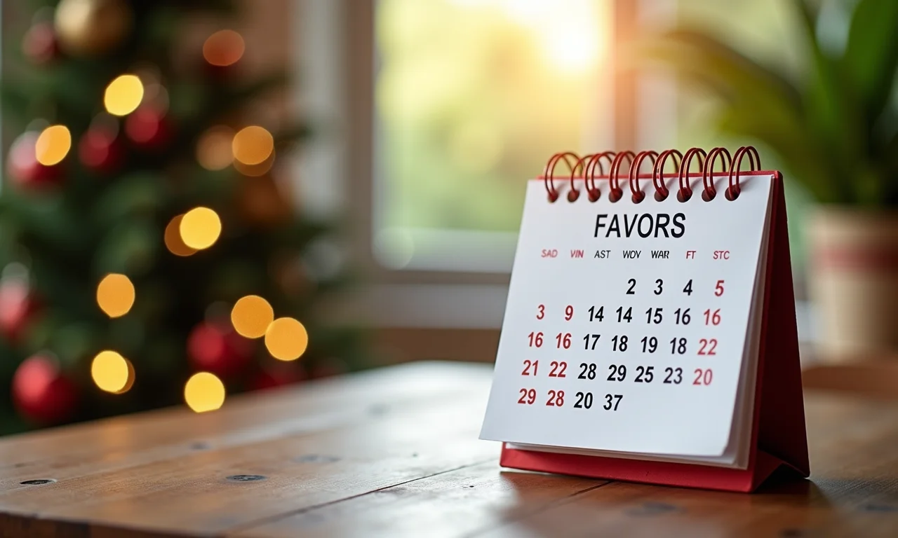 Calendário marcando o prazo para preparar lembrancinhas de Natal.
