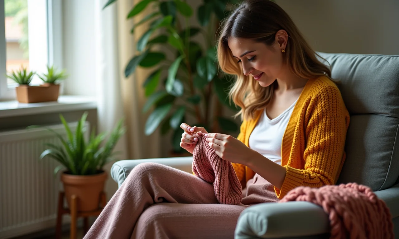 Canhota crocheta com postura correta em ambiente iluminado.
