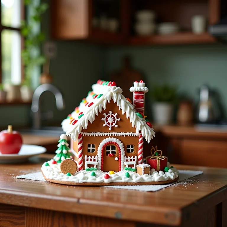 Casa de biscoito decorada para o Natal