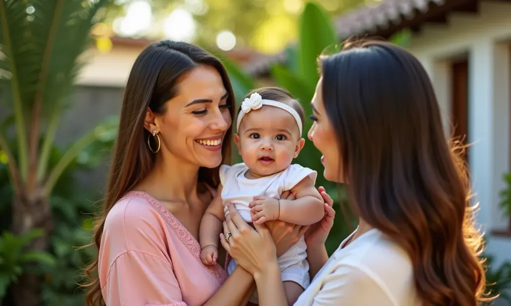 Chá de bebê alegre e colorido em casa brasileira.