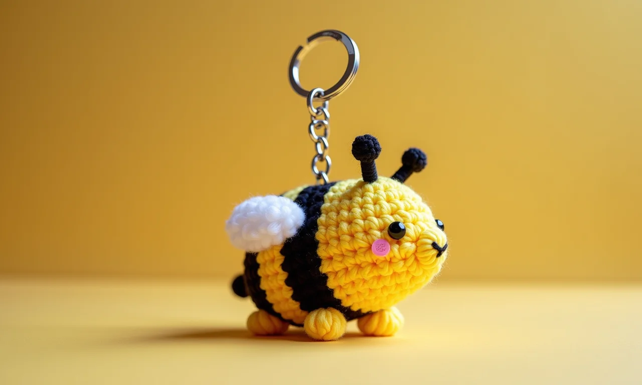 Chaveiro de amigurumi em formato de bichinho.