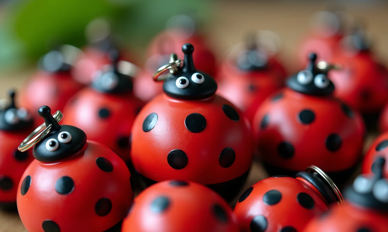 Chaveiros da Ladybug como lembrancinhas.
