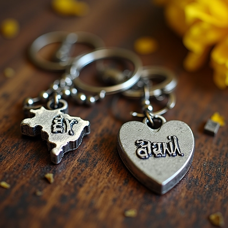 Chaveiros personalizados como lembrancinhas de casamento.