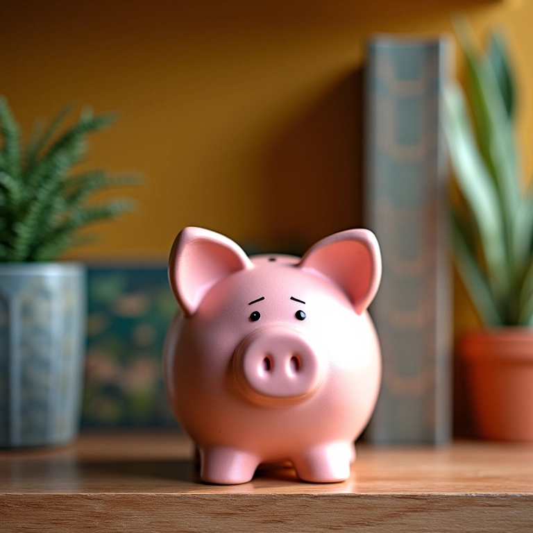 Cofre de gesso decorando uma estante na sala.