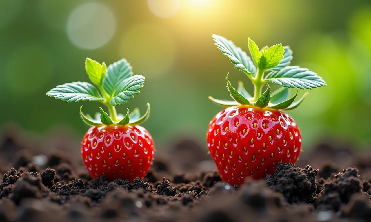 Comparação entre mudas e sementes de morango.