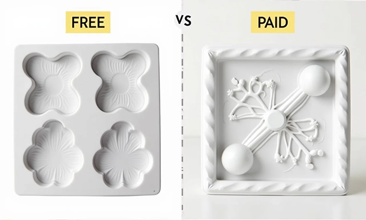 Comparativo entre moldes gratuitos e pagos para chá de bebê.
