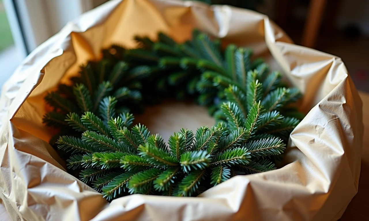 Conservando guirlanda de Natal para os próximos anos.