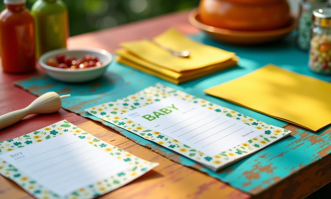 Convites personalizados com moldes temáticos para chá de bebê.