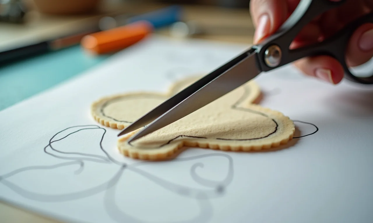 Cortando o feltro com tesoura.