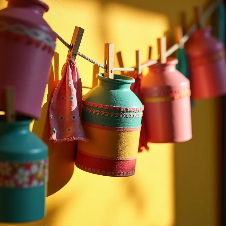 Decoração de parede lúdica feita com latas de leite