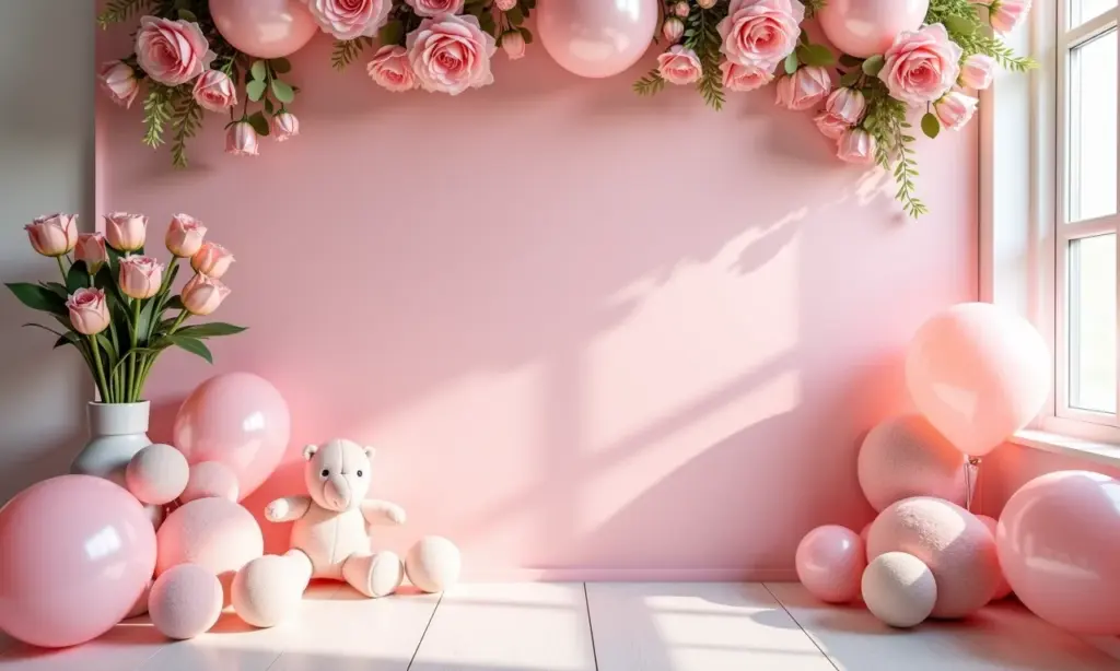 Chá de bebê simples menina: ideias de decoração Decoração elegante para chá de bebê de menina em tons pastel.