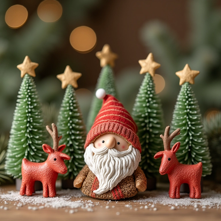 Decorações de Natal feitas com materiais reciclados.