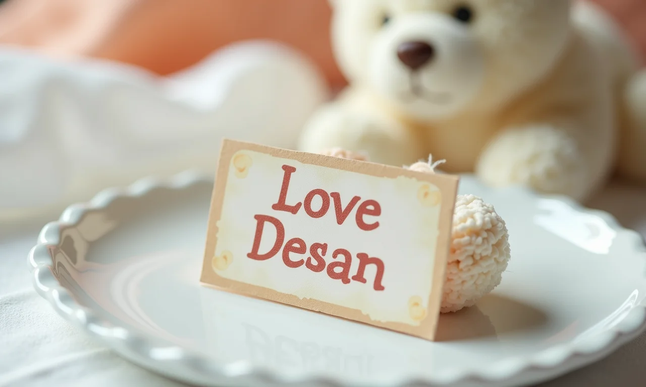 Detalhe da personalização da lembrancinha com o nome do bebê.