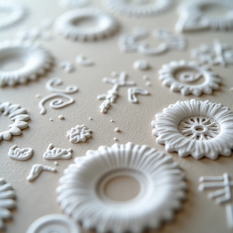 Detalhe de texturas em EVA, mostrando padrões e superfícies táteis.