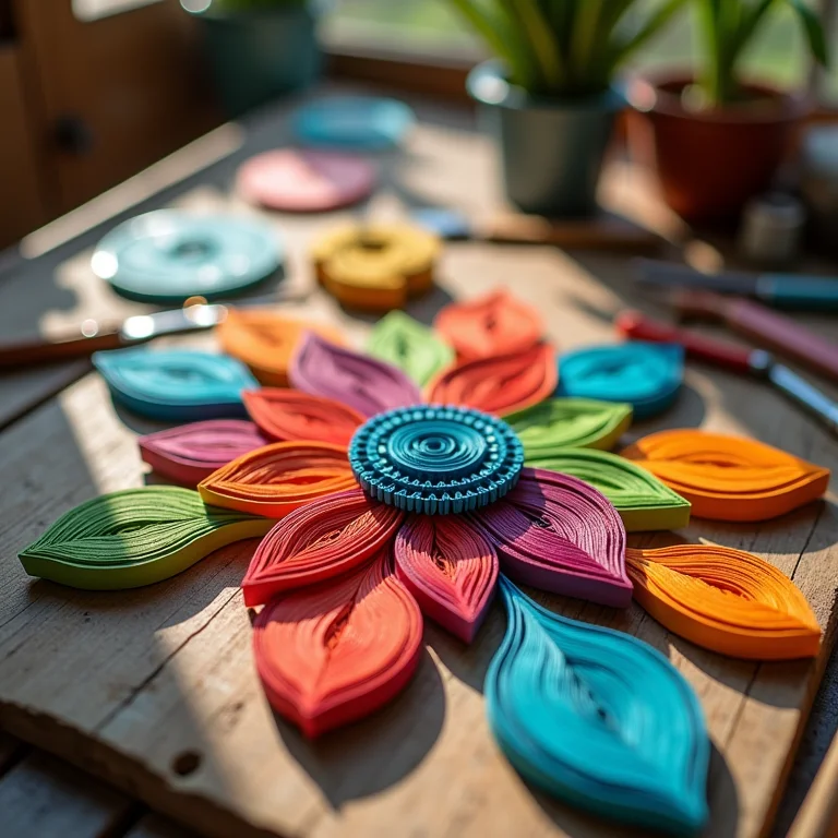 Detalhes de formas de papel quilling colorido.