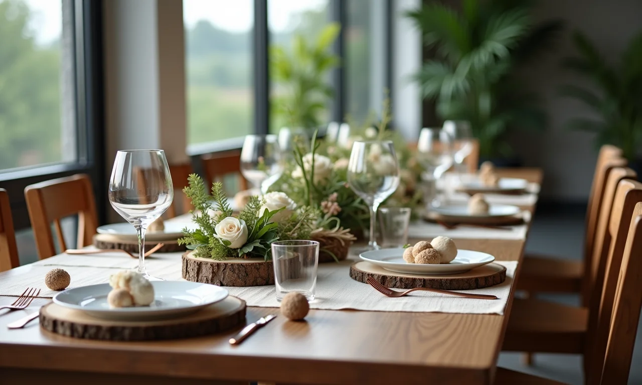 Detalhes rústicos na decoração de mesa, beleza da simplicidade.