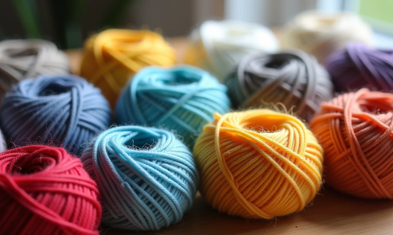 Diferentes tipos de linhas e fios para crochê de flores.