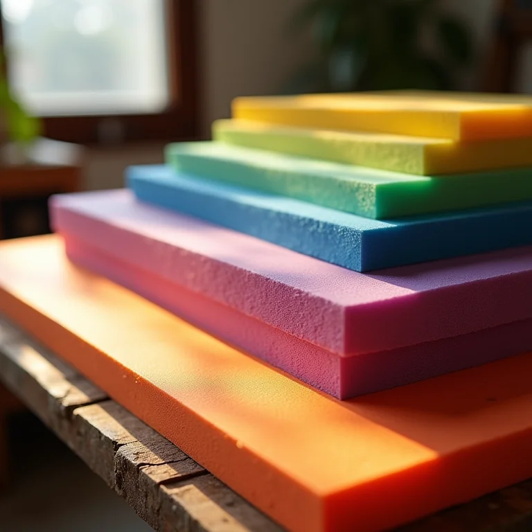 Diversas folhas de EVA em cores vibrantes.