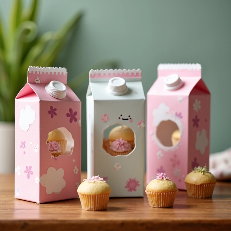 Embalagens criativas para doces e guloseimas feitas de caixas de leite.