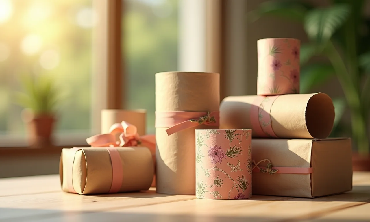 Embalagens de presente originais feitas com rolos de papel higiênico.