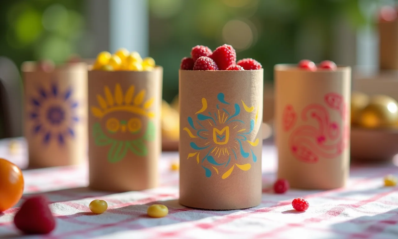 Embalagens para doces feitas de rolo de papel.