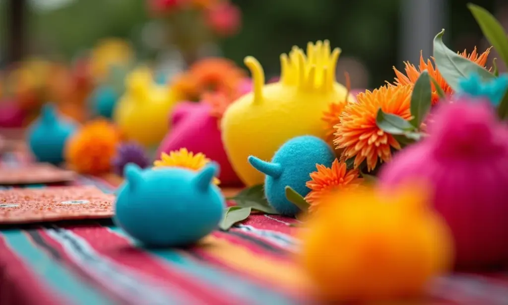 Enfeite de mesa para festa junina feito de EVA colorido.