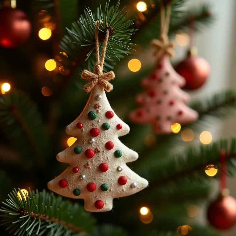 Enfeites artesanais para árvore de Natal