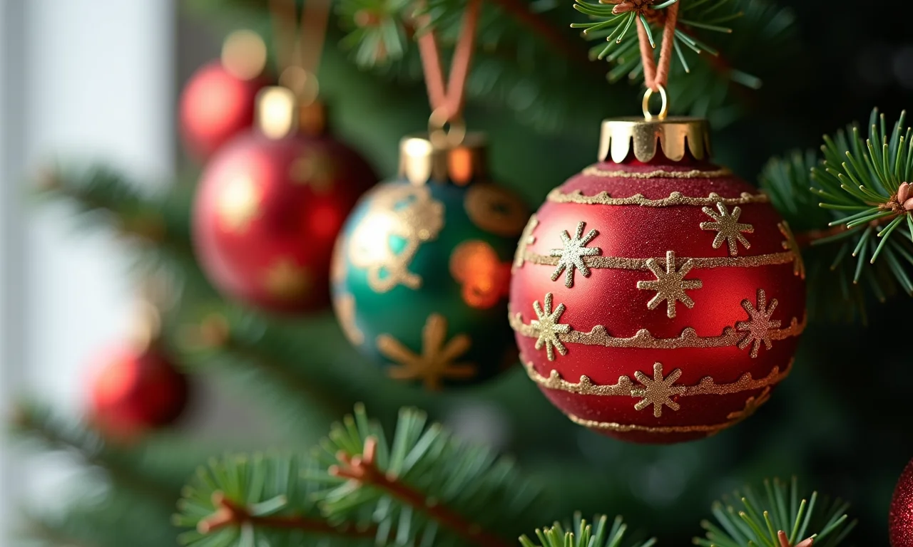 Enfeites de Natal feitos com rolos de papel higiênico reciclados.