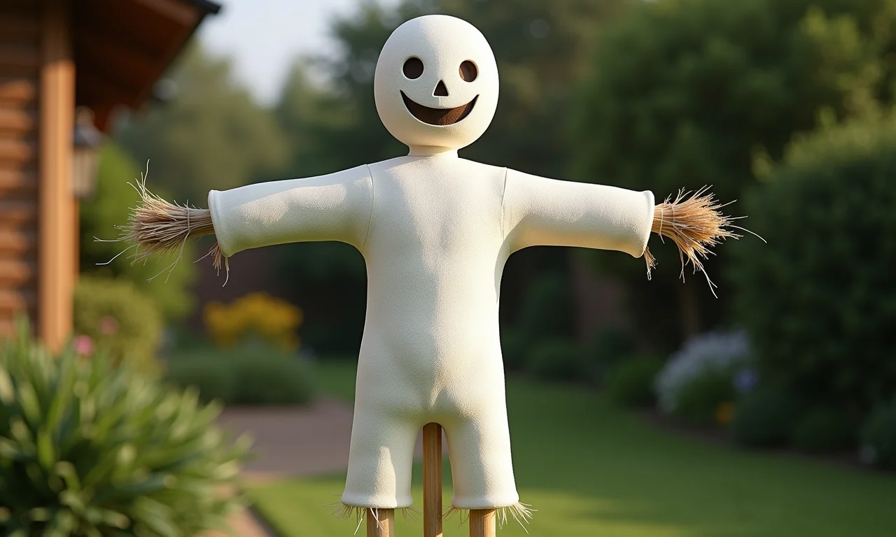 Espantalho de EVA em pé com suporte.