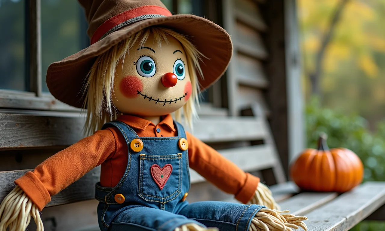 Espantalho de EVA personalizado com detalhes únicos.