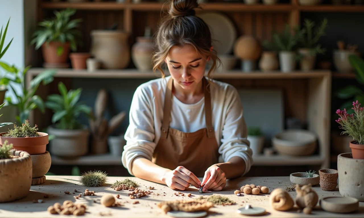Especialista em artesanato reciclado ensinando técnicas.