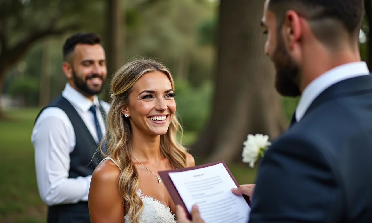 Especialista em casamentos rústicos dando dicas, sorriso amigável e ambiente natural.
