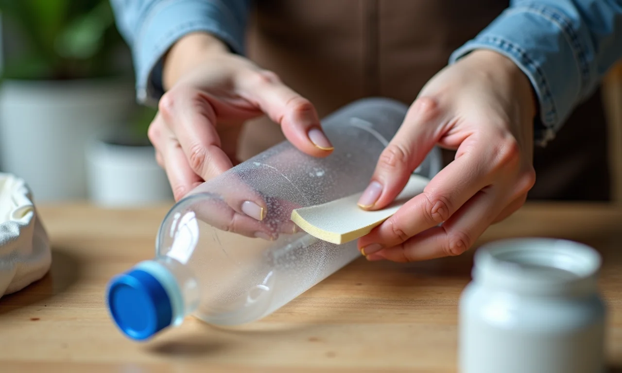 Evitando bordas cortantes em garrafas PET no artesanato.